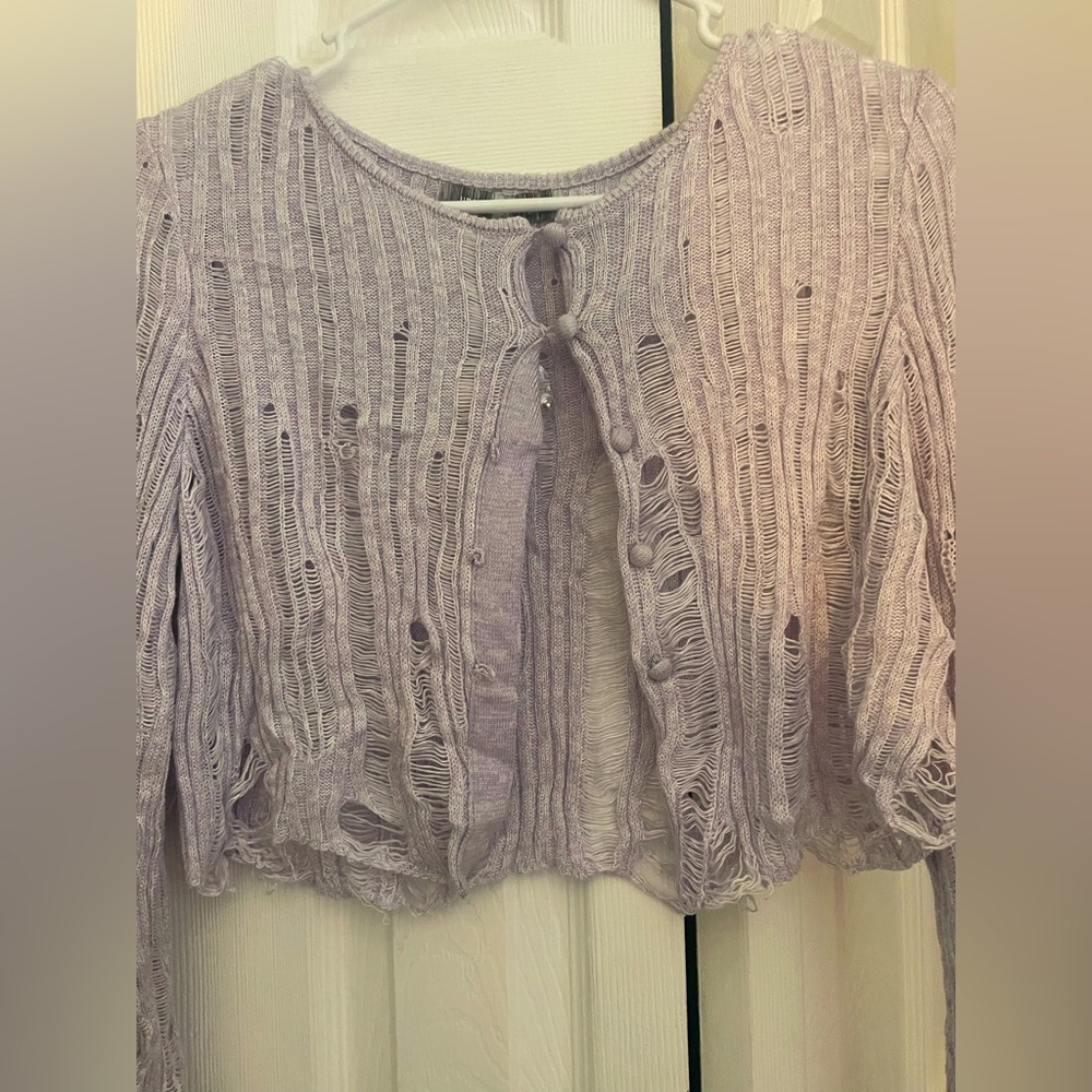 -HOLEY PURPLE/GREY SWEATER